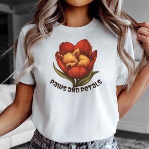 Dog and Flower Unisex Tee Shirt, Pet Lover Apparel, Flower Design Shirt, Pet Lover TShirt, Animal Lover Gift, Flower Tee Shirt, Gift for Her