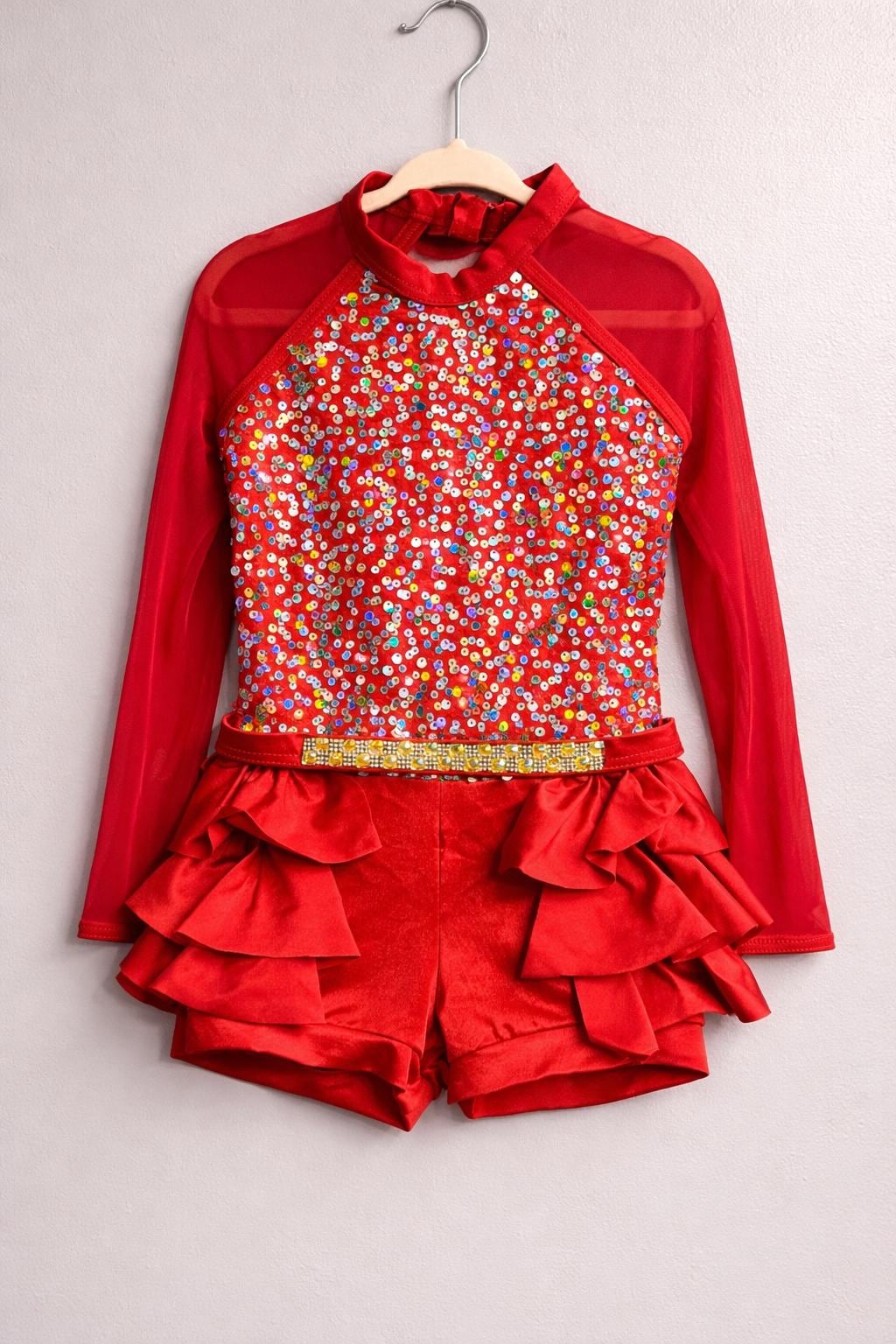 Girls Red Sequin Dance Costume - Etsy