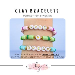 Pulseras de arcilla personalizadas, pulsera con nombre para niños, pulsera con palabras, pulseras motivacionales, pulsera con nombre personalizado, regalo para ella, pulsera de cuentas