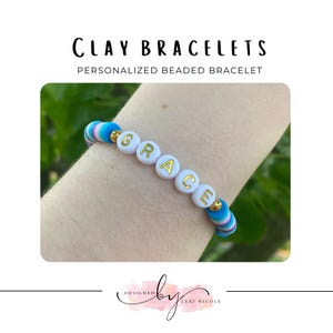 Personalized Clay Bracelets, Kids Name Bracelet, Word Bracelet, Motivational bracelets, custom name bracelet, gift for her, beaded bracelet