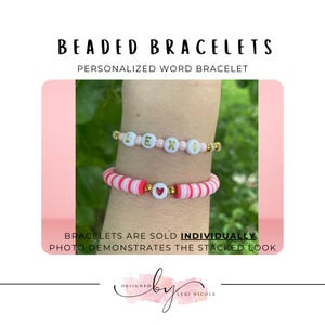 Personalized Beaded Bracelets, Clay bracelets, Kids Name Bracelet, Word Bracelet, custom name bracelet, gift for her