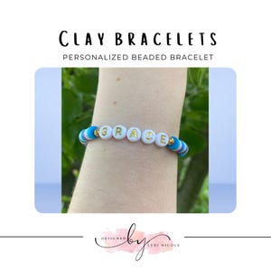 Pulseras de arcilla personalizadas, pulsera con nombre para niños, pulsera con palabras, pulseras motivacionales, pulsera con nombre personalizado, regalo para ella, pulsera de cuentas