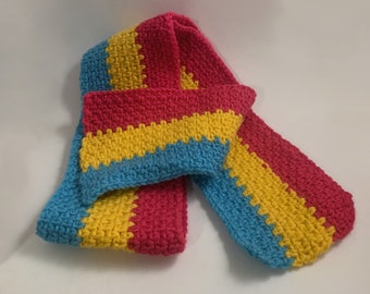 Pansexual Pride Flag Scarf, crochet