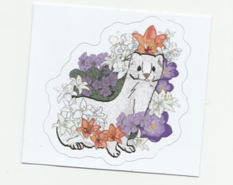 Weasel Lilies Violets 2" vinyl sticker