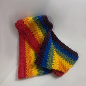 Rainbow Pride Flag scarf, crochet