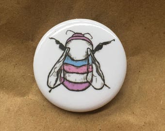 Bigender Bee pinback button