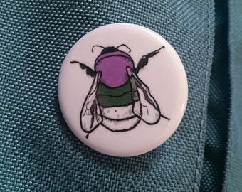 Genderqueer Bee pinback button