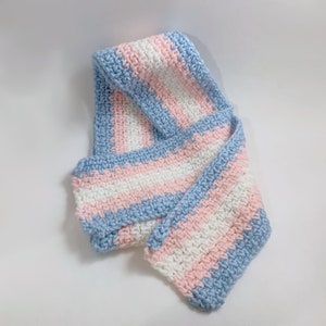 Transgender Pride Flag Scarf, crocheted