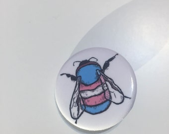 Transgender Bee pinback button