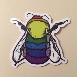Rainbow Bee 2&quot; vinyl sticker