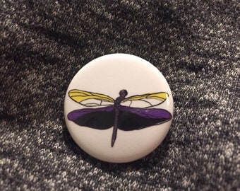 Nonbinary Dragonfly pinback button