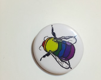 Rainbow Bee pinback button