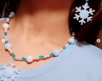 Snowflake Jewelry Set – Handmade Winter Necklace and Earrings | Snowflake Pendant | Christmas Gift