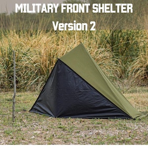 CAMPLUS Military-Front Shelter Ver.2 | One-Pole Polish Lavvu Tent | Expandable Camping Shelter Pyramid Tent