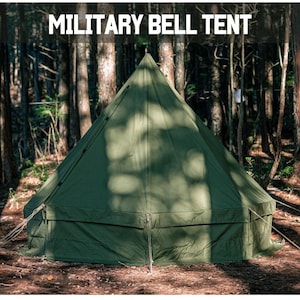 The CAMPLUS Military Bell Tent SET | One-Pole Lavvu Tent | Expandable Camping Shelter Pyramid Tent Monglian Tent