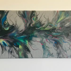 Acrylic Painting 10”x20” Dutch Pour Painting, Fluid Art - Abstract Wall Decoration