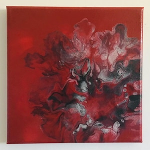 Acrylic Painting - 8”x8” Dutch Pour Painting, Fluid Art - Abstract Wall Decoration