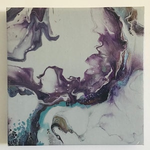 Acrylic Painting - 8”x8” Dutch Pour Painting, Fluid Art - Abstract Wall Decoration