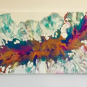 Acrylic Painting 10”x20” Dutch Pour Painting, Fluid Art - Abstract Wall Decoration