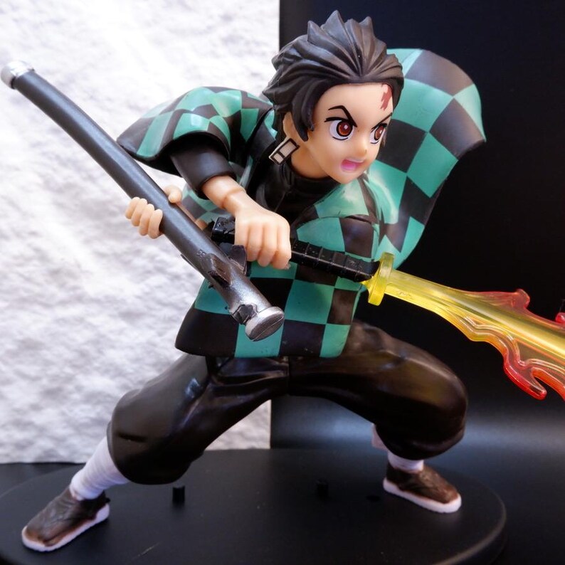Tanjiro Kamado Demon Slayer Green Grunge Design Baseball Jersey with Determined Eyes and Classic Checkered Haori TS04
