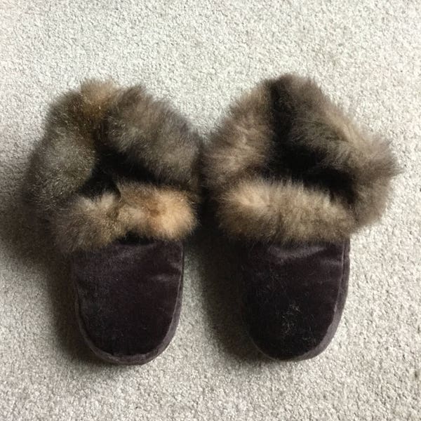 New Zealand Possum Natural Brown Fur Moccasin Style Slippers with Soft Leather Sole