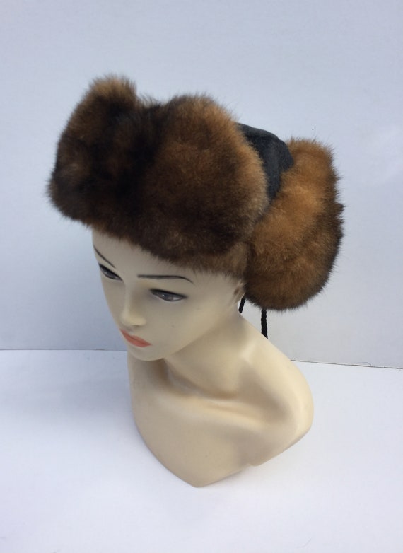 Elegant Brown Fur HatVintage Opossum Fur Hat New Zealand Australian Possum Fur Hat Real Fur Silk Lining  main image 2