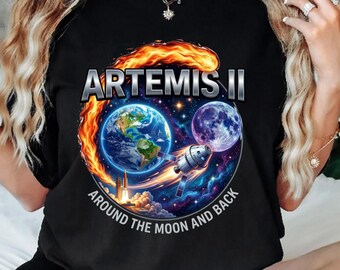 Artemis II Mission Shirt, Return to the Moon 2026 Tee, Comfort Colors Retro Astronaut Graphic T-Shirt, Astronomy Lover Gift Unisex T-shirt