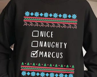 Nice Naughty Marcus Ugly Christmas Sweatshirt, Marcus The Worm Xmas Sweatshirt, Funny Meme Shirt