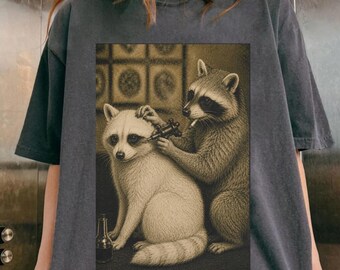 Comfort Colors Retro Racoon Tattoo Artist Funny Meme Graphic T-Shirts