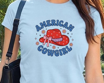 American Cowgirl Baby Tee, Y2K Baby Tee, Fourth of July Shirt