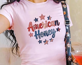 American Honey Baby Tee, Y2K Baby Tee, Fourth of July Shirt