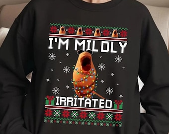 I'm Mildly Irritated Ugly Christmas Sweatshirt, Marcus The Worm Xmas Sweatshirt, Funny Meme Shirt