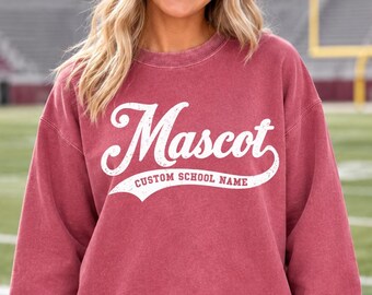 Custom Sports Team Mascot School Comfort Colors Sweatshirt, School Spirit T-Shirt, Custom Sports Team Shirt, Sports Mom Shirt