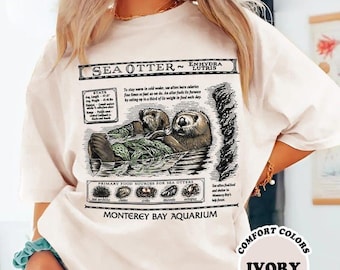 Vintage Sea Otters Monterey Bay Aquarium Comfort Color Shirt, Otter Monterey Bay Aquarium Shirt, Otter Lovers Gift Shirt