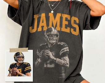 Custom Photo Football Mom Shirt, Personalized Player Name Mom Gift Game Day Comfort Colors Tee