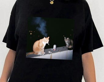 Cat Smoke Funny Shirt, Funny Smoking Cat Meme Shirt, Cat Lover Shirt, Cool Cat Shirt, Funny Cat Shirt, Cat Joke Shirt, Meme Cat Shirt