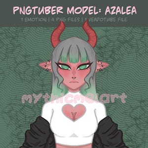 Demon Girl PNGTuber | Cool Demon PNGTuber | Female PNGTuber | PNG Model | PNG Files | Veadotube File | PNGTuber Model: Azalea