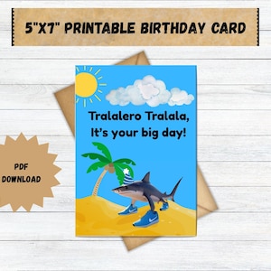 Cartão Tralalero Tralala para impressão 5" x 7"