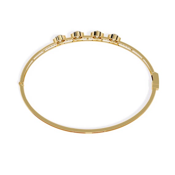 Horizon Row – Four Stone Diamond Bangle With Pavé Rail in 14K Gold