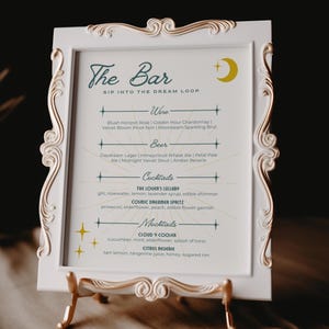 Cosmic Wedding Bar Sign Template| Editable Drink Menu | Multiple Sizes | Celestial Reception Sign | Retro Wedding Decor | Digital Download