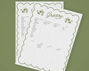 Grocery list | Weekly Grocery Organizer – Printable PDF – Instant Download