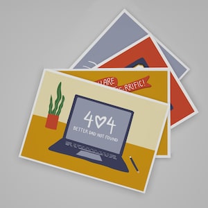 Paquete de tarjetas para el Día del Padre: Tarjetas divertidas imprimibles para el Día del Padre: 4 diseños retro y modernos, descarga instantánea en PDF, tamaño carta de EE. UU.