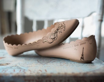 BALLOONING OVER PARIS, Hand-Painted Valentine's Day Flats by Figgie