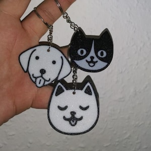 Adorable 3D-Printed Pet Keychain Set Two Cats & One Dog