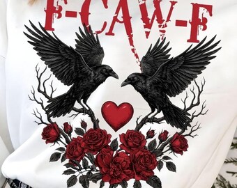 F-Caw-F Cuervo Anti San Valentín Png, Anti Amor, Graznido de Ruptura, Traición Amor, Bandera Roja Bandera Verde Divertido San Valentín SVG Corazón Rojo Rompiendo con Rosa