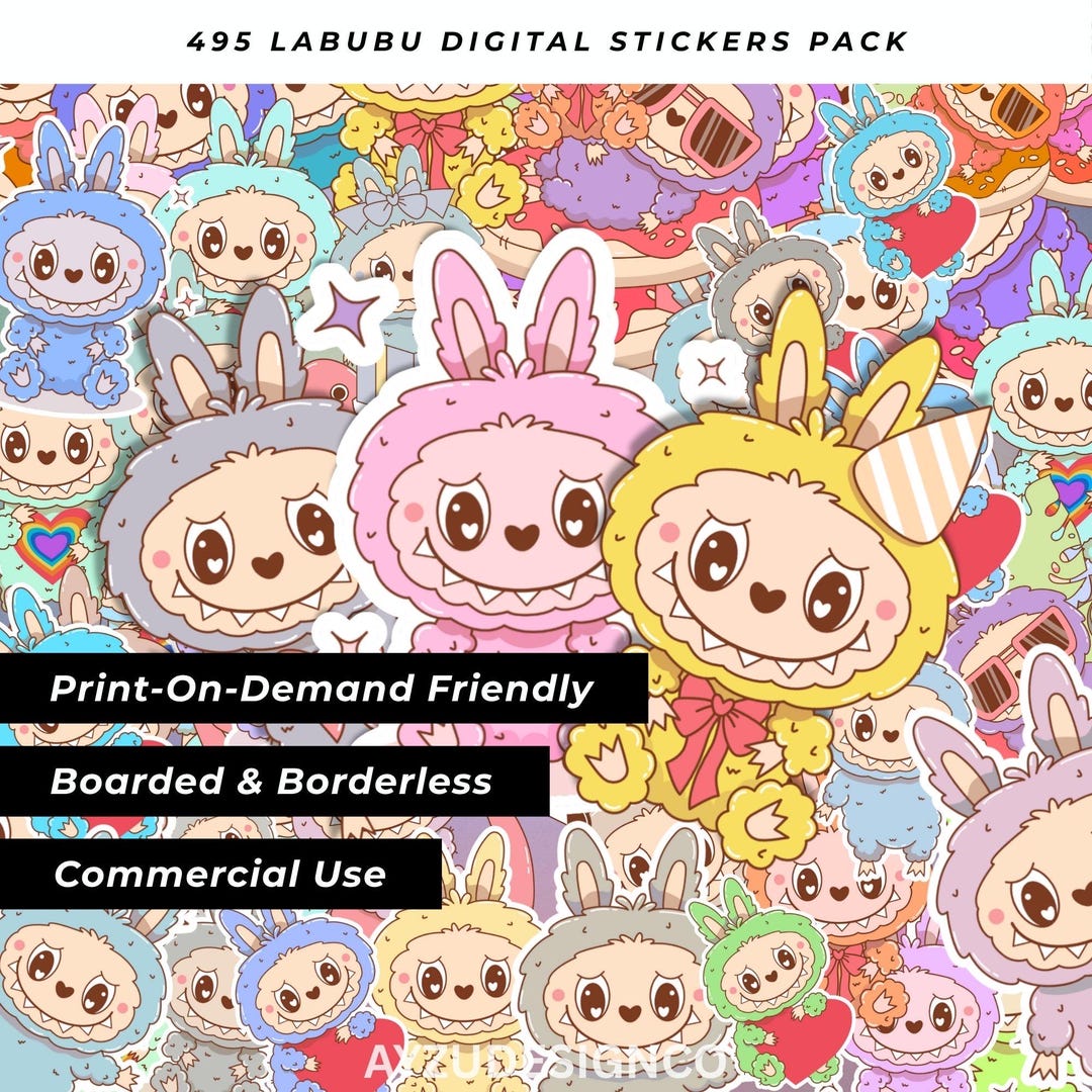 Labobo Stickers Labubu Clipart Stickers 495 Pack | POD Friendly Digital Pngs 240 ...