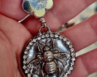 Bee pendant, mixed metals pendant