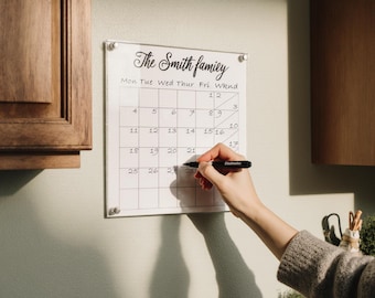 Personalized Dry Erase Board Calendar! High End Shiny Acrylic with your Family Name!