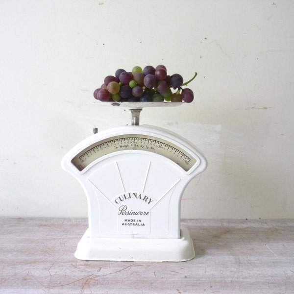 RESERVED  for BEC 4/5 - Vintage Persinware Culinary Scales in Pure White