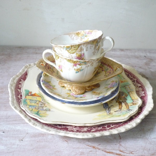 RESERVED for Bec 1/5 - Pretty Collection of Chippy China - Perfect for Mosaic Art